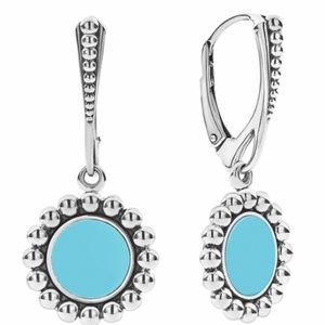 Lagos sterling silver and Blue ceramic earrings